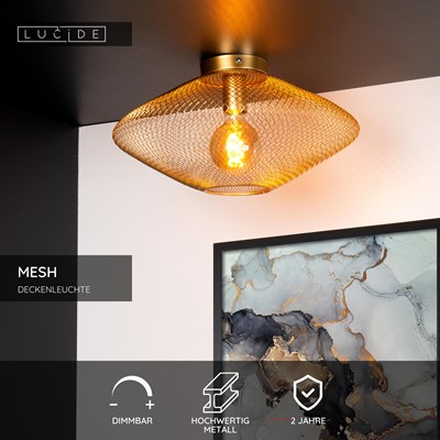 Lucide MESH - Deckenleuchte - Ø 45 cm - 1xE27 - Mattes Gold / Messing